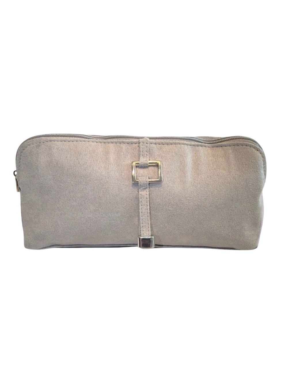 Estée Lauder Dove Grey Faux Suede Cosmetic Pouch | Silver Hardware | NWOT
